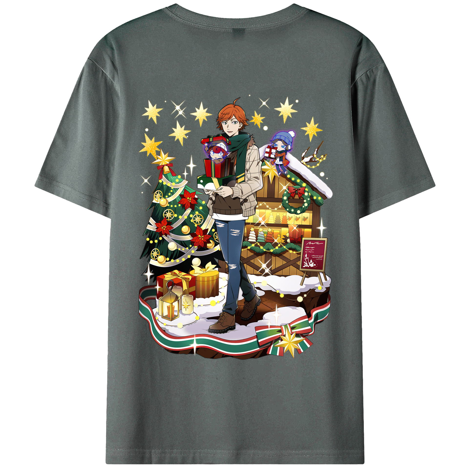 （画像用） 文豪ストレイドッグス Bungo Stray Dogs 綿100％ メンズ半袖Tシャツ（バックプリント） 通気性